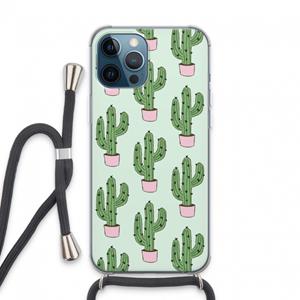 CaseCompany Cactus Lover: iPhone 13 Pro Max Transparant Hoesje met koord