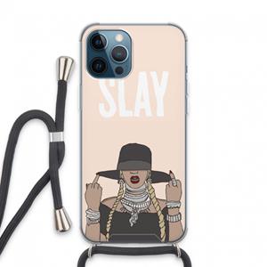 CaseCompany Slay All Day: iPhone 13 Pro Max Transparant Hoesje met koord