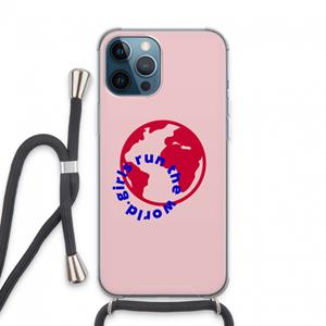 CaseCompany Run The World: iPhone 13 Pro Max Transparant Hoesje met koord