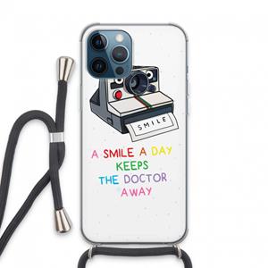 CaseCompany Smile: iPhone 13 Pro Max Transparant Hoesje met koord