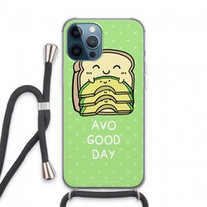 CaseCompany Avo Good Day: iPhone 13 Pro Max Transparant Hoesje met koord