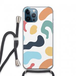 CaseCompany Memphis Shapes Blue: iPhone 13 Pro Max Transparant Hoesje met koord