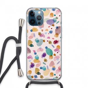 CaseCompany Terrazzo Memphis Pink: iPhone 13 Pro Max Transparant Hoesje met koord