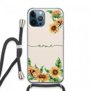 CaseCompany Zonnebloemen: iPhone 13 Pro Max Transparant Hoesje met koord