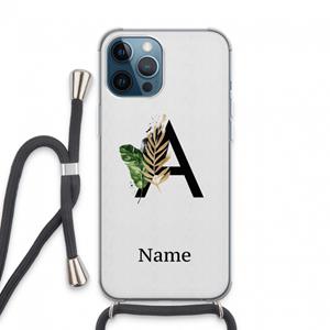 CaseCompany Charcoal Flora: iPhone 13 Pro Max Transparant Hoesje met koord