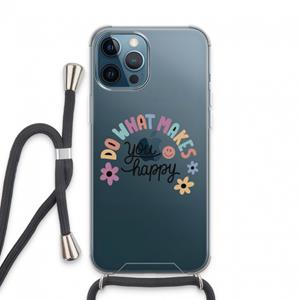 CaseCompany Happy days: iPhone 13 Pro Max Transparant Hoesje met koord