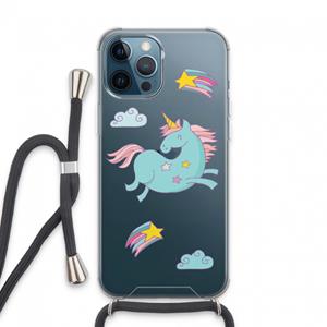 CaseCompany Vliegende eenhoorn: iPhone 13 Pro Max Transparant Hoesje met koord