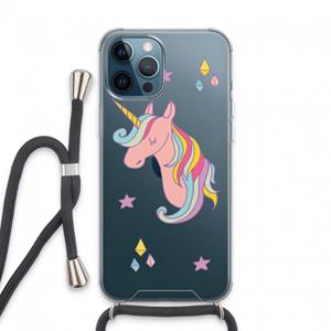 CaseCompany Roze eenhoorn: iPhone 13 Pro Max Transparant Hoesje met koord