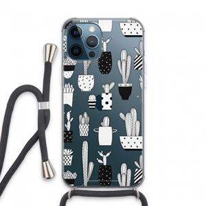 CaseCompany Cactusmotief: iPhone 13 Pro Max Transparant Hoesje met koord