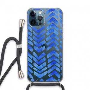 CaseCompany Blauwe pijlen: iPhone 13 Pro Max Transparant Hoesje met koord