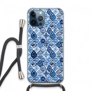 CaseCompany Blauw motief: iPhone 13 Pro Max Transparant Hoesje met koord