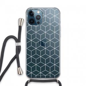 CaseCompany Zwart-witte kubussen: iPhone 13 Pro Max Transparant Hoesje met koord