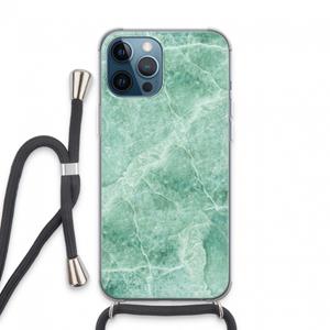 CaseCompany Groen marmer: iPhone 13 Pro Max Transparant Hoesje met koord