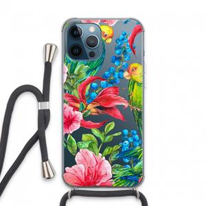CaseCompany Papegaaien: iPhone 13 Pro Max Transparant Hoesje met koord
