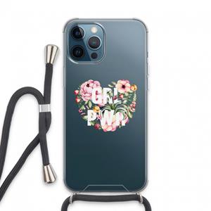 CaseCompany GRL PWR Flower: iPhone 13 Pro Max Transparant Hoesje met koord
