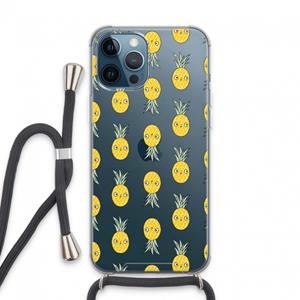 CaseCompany Ananas: iPhone 13 Pro Max Transparant Hoesje met koord