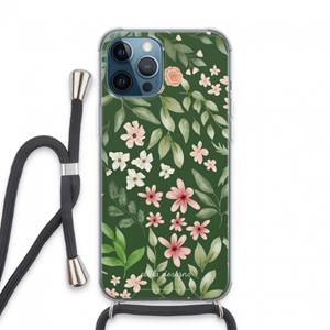 CaseCompany Botanical green sweet flower heaven: iPhone 13 Pro Max Transparant Hoesje met koord
