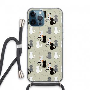 CaseCompany Katten: iPhone 13 Pro Max Transparant Hoesje met koord