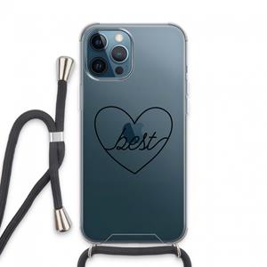 CaseCompany Best heart black: iPhone 13 Pro Max Transparant Hoesje met koord