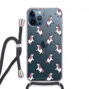 CaseCompany Eenhoorns overal: iPhone 13 Pro Max Transparant Hoesje met koord