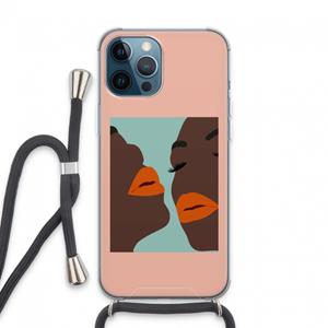CaseCompany Orange lips: iPhone 13 Pro Max Transparant Hoesje met koord