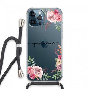 CaseCompany Rozen: iPhone 13 Pro Max Transparant Hoesje met koord