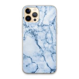 CaseCompany Blauw marmer: iPhone 13 Pro Max Transparant Hoesje