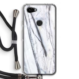 CaseCompany Gestreepte marmer: Pixel 3a Transparant Hoesje met koord
