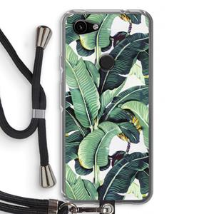 CaseCompany Bananenbladeren: Pixel 3a Transparant Hoesje met koord
