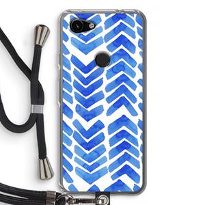 CaseCompany Blauwe pijlen: Pixel 3a Transparant Hoesje met koord