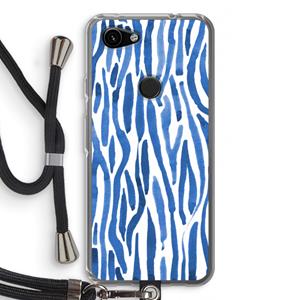 CaseCompany Blauwe nerven: Pixel 3a Transparant Hoesje met koord