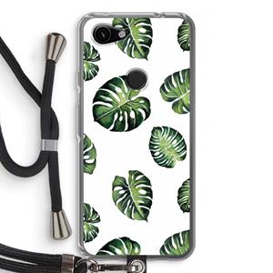 CaseCompany Tropische bladeren: Pixel 3a Transparant Hoesje met koord
