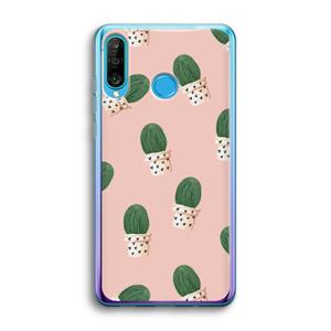 CaseCompany Cactusprint roze: Huawei P30 Lite Transparant Hoesje