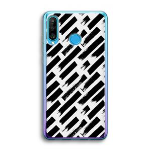 CaseCompany Zwarte vegen: Huawei P30 Lite Transparant Hoesje