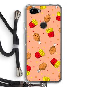 CaseCompany Chicken 'n Fries: Pixel 3a Transparant Hoesje met koord