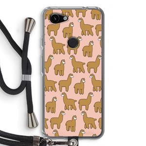 CaseCompany Alpacas: Pixel 3a Transparant Hoesje met koord