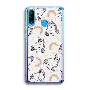 CaseCompany Rainbow Unicorn: Huawei P30 Lite Transparant Hoesje