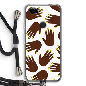 CaseCompany Hands dark: Pixel 3a Transparant Hoesje met koord