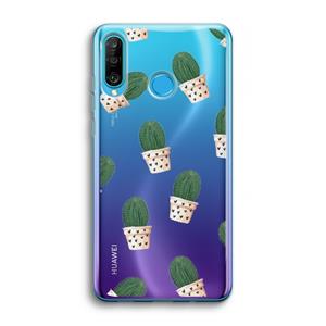 CaseCompany Cactusprint roze: Huawei P30 Lite Transparant Hoesje
