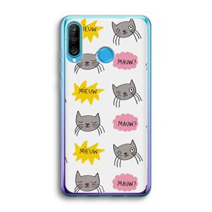 CaseCompany Meow: Huawei P30 Lite Transparant Hoesje