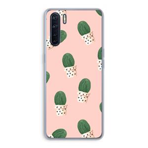 CaseCompany Cactusprint roze: Oppo A91 Transparant Hoesje