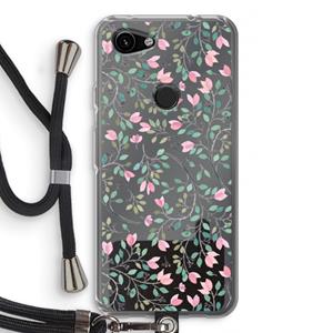 CaseCompany Sierlijke bloemen: Pixel 3a Transparant Hoesje met koord