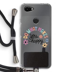 CaseCompany Happy days: Pixel 3a Transparant Hoesje met koord