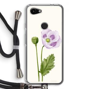 CaseCompany Purple poppy: Pixel 3a Transparant Hoesje met koord
