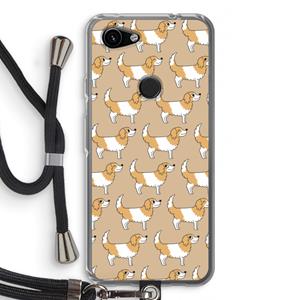 CaseCompany Doggy: Pixel 3a Transparant Hoesje met koord