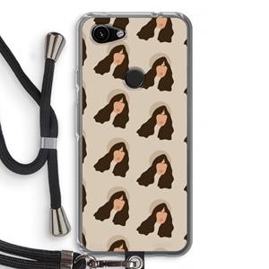 CaseCompany Bonjour mon amour: Pixel 3a Transparant Hoesje met koord