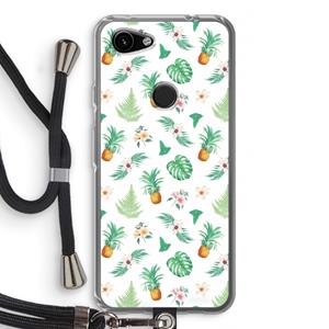 CaseCompany Ananas bladeren: Pixel 3a Transparant Hoesje met koord