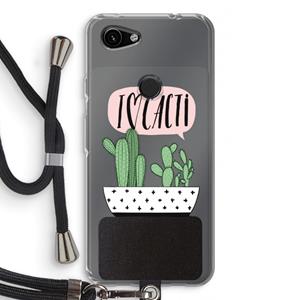CaseCompany I love cacti: Pixel 3a Transparant Hoesje met koord