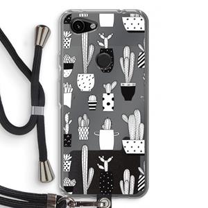 CaseCompany Cactusmotief: Pixel 3a Transparant Hoesje met koord