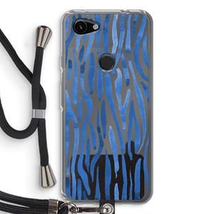 CaseCompany Blauwe nerven: Pixel 3a Transparant Hoesje met koord